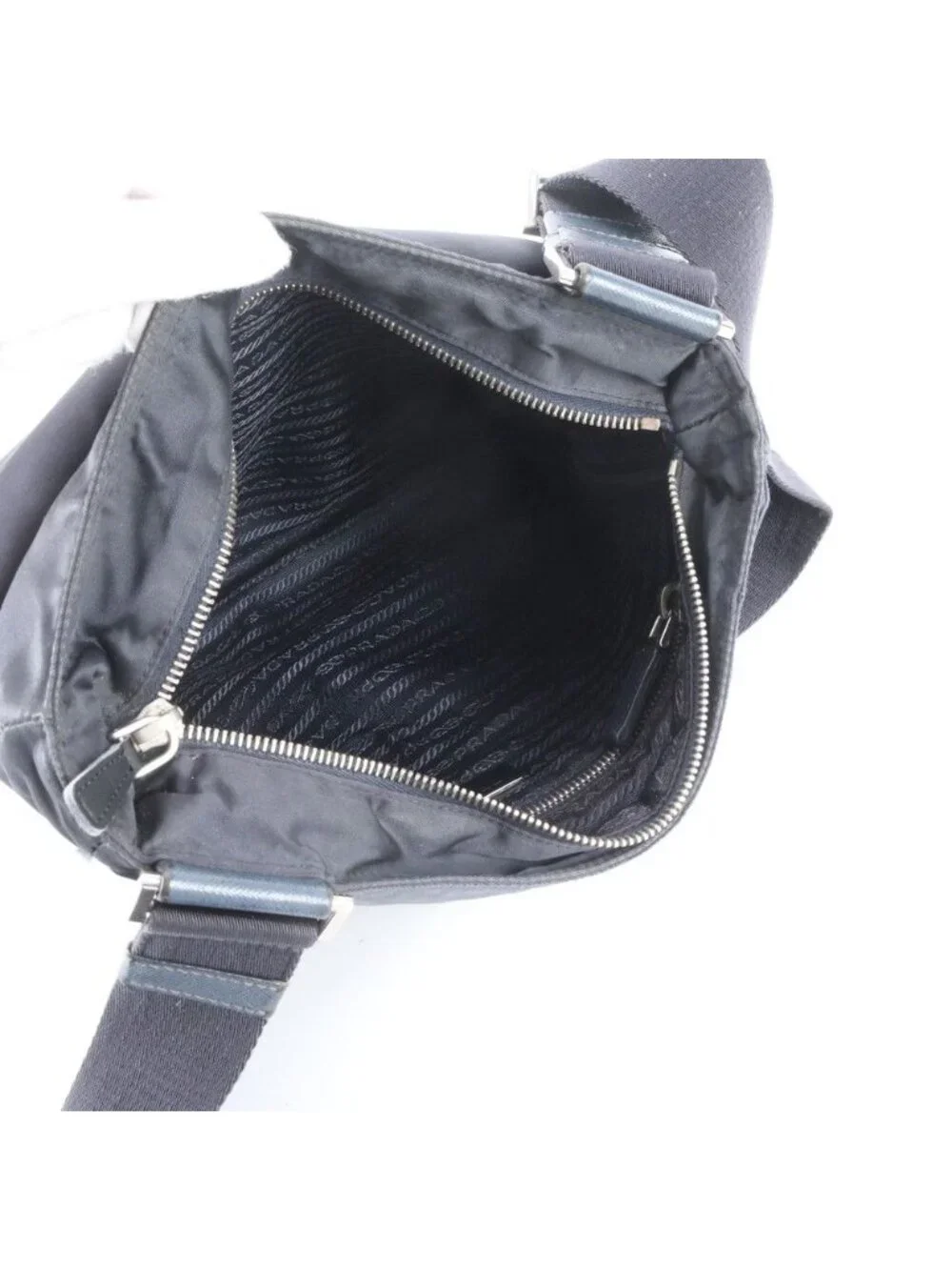 Prada Tessuto Nylon Leather Shoulder Bag Crossbody Messenger Business Navy